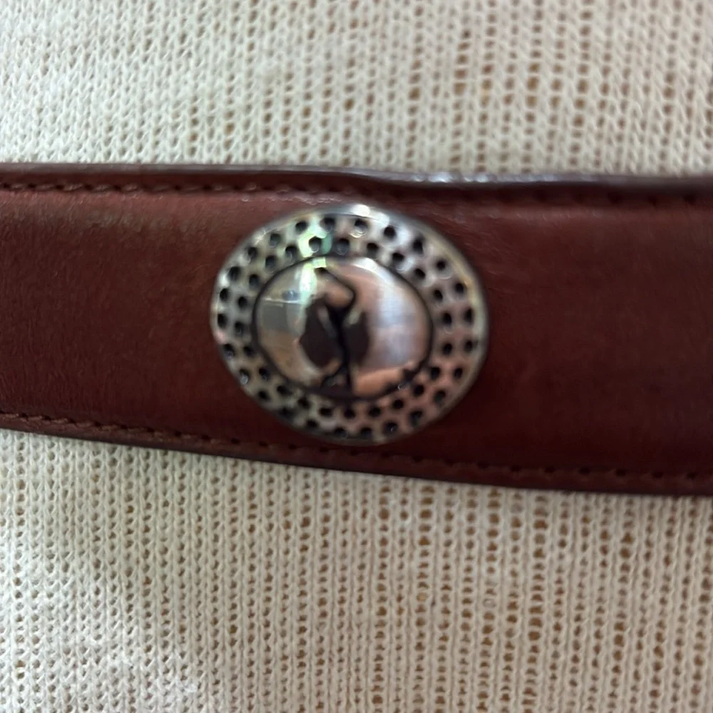 PGA Tour sz 44 top grain leather brown belt with silver accent golf